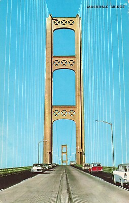 #ad Postcard Mackinac Michigan Suspension Bridge $3.32