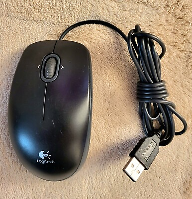 #ad Logitech USB Wired Optical 3 Button Scroll Mouse M110 Black Works $11.99