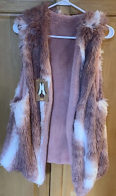 #ad Fashion Leader Pink Faux Fur Vest One Size Rose Colors Soft $34.98