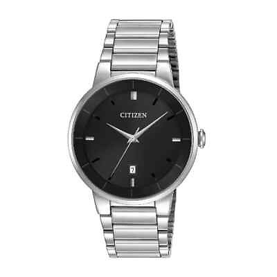 #ad Citizen Men#x27;s Corso Quartz Black Dial Stainless Steel Watch BI5010 59E NEW $71.99