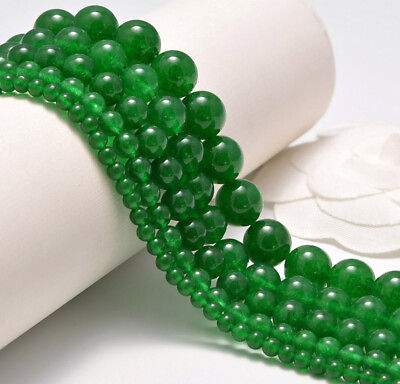 #ad Natural Malay Green Jade Smooth Round Loose Beads 15quot; 4mm 6mm 8mm 10mm 12mm $5.98