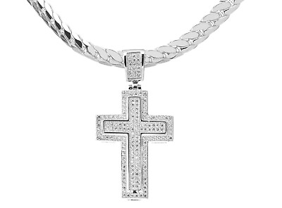 #ad 20 INCH MIAMI CUBAN CHAIN NECKLACE AND CROSS PENDANT BCH 11447 S $22.99