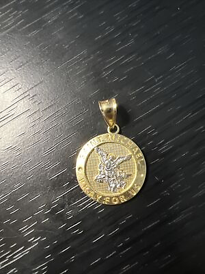 #ad Gold 14k Solid pendant Saint Michael Yellow And White Gold. Bought From Jared. $295.00