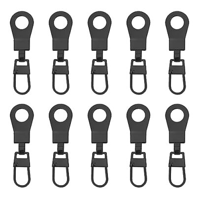 #ad 10pcs Zipper Pull Replacement Slider Detachable Zipper Pull Mend Tab Black $6.06