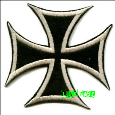 #ad IRON CROSS PATCH EMBROIDERED maltese cross outlaw biker chopper motorcycle vest $5.99