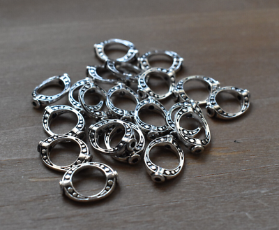 #ad Tibetan Silver Bead Frame Oval Spacer 24 Beads 20x14mm Fits 8mm Beads $7.91