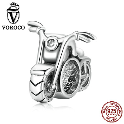 #ad Voroco Women S925 Sterling Silver retro motorcycle Charm Fit European Bracelets $8.91