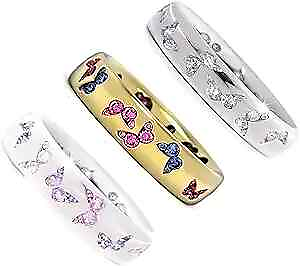 #ad 2 3Pcs Vintage Crystal Beaded Buterfly Pattern Finger Ring Set for Women 7 3pcs $15.17