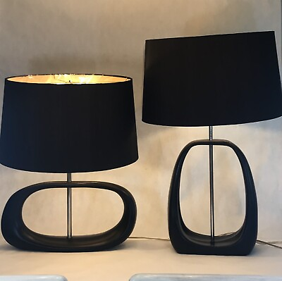 #ad Elegant Mid Century Modern Black Sculptural Minimalist Abstract Geometric Lamps $350.00