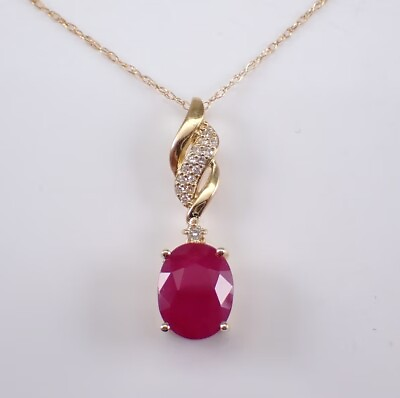 #ad Pretty Oval Cut Simulated Red Ruby 925 Silver Pendant In 14k Yellow Gold Plated $142.99