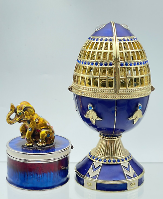 #ad Egg castle amp; Elephant trinket box hand made by Keren Kopal amp; Austrian crystals $135.00