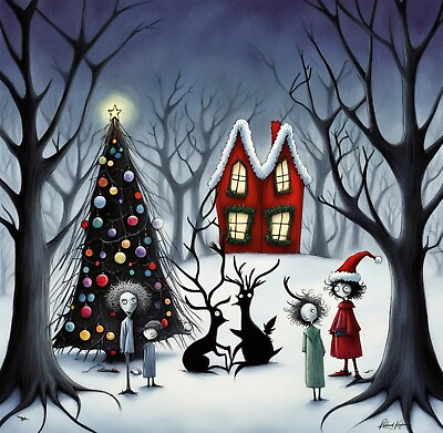 #ad A Tim Burton Merry Christmas 2 12x12 canvas print $33.60