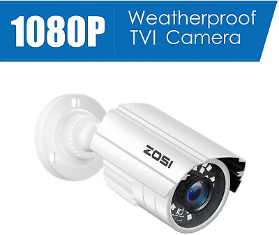 #ad ZOSI 1080P TVI Bullet Security Camera Outdoor CCTV System 80ft IR Night Vision $22.99