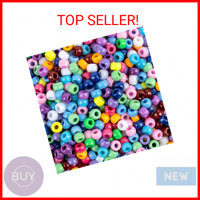 #ad 1000 Pcs Pony Beads Bulk Plastic Bracelet Beads Sukh 6x9mm Pony Beads $8.93