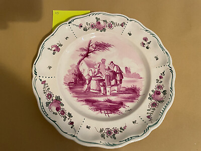#ad Rare Antique 18th Century c. 1760 Tournai Purple Faience Plate 10 in #10 $100.00