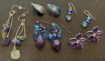 #ad ✨Vintage To Now Lot Of Blue Accents Estate Earrings ✨ $4.99