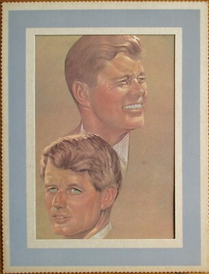 #ad JFK amp; RFK John amp; Robert F. Kennedy 1960s Print in Cardboard Frame 6.5 x 8.5 $9.99