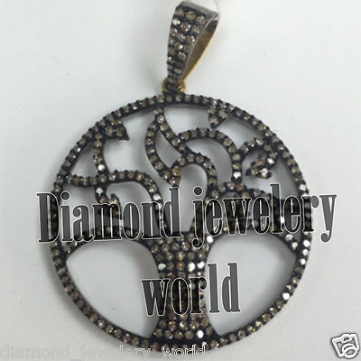 #ad 3.86ctw Genuine Old Mine Rose Cut Diamond Silver Victorian Tree Pendants Jewelry $657.94
