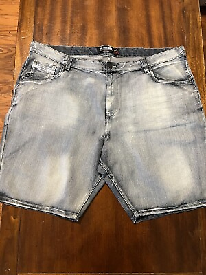 #ad Ecko Unltd Relaxed Men Size 46 Crystal Cotton Blend Denim Blue Jean Shorts $20.00