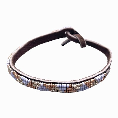 #ad Chan Luu Mix Color Seed Bead Leather Bracelet $25.50