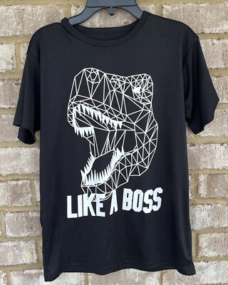 #ad The Children’s Place Black Dinosaur Boys T Shirt Size L 10 12 “Like A Boss” $7.99
