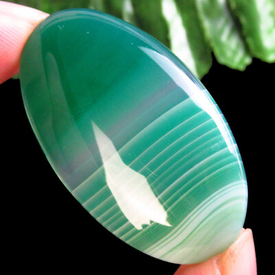 #ad D19183 Green White Onyx Agate Oval Cab Cabochon 42x24x7mm $10.78