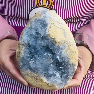 #ad 2550G Natural Beautiful Blue Celestite Crystal Geode Cave Mineral Specimen 624 $138.00
