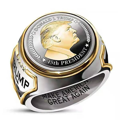 #ad Cheap Ring Fashion USA President Trump Ring Most Recent Jewelry Silver Gold Cool $13.69