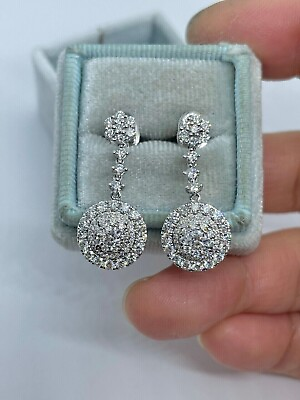 #ad Pretty Round Cut Simulated Diamond Drop Dangle Earrings In 14k White Gold Plated $126.49