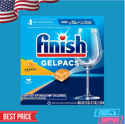 #ad Finish All in 1 Gelpacs Orange Dishwasher Detergent Tablets 84 count $23.99