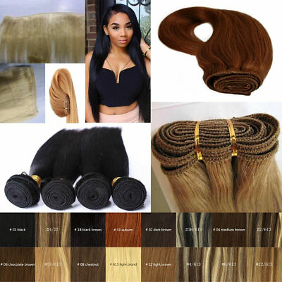 #ad Double Weft Hair Extensions Sew In Weave Brazilian Remy Human Hair Bundle 100gr $48.78
