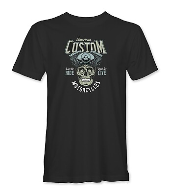#ad American Custom Motorcycles Skull Mens Unisex T Shirt GBP 10.99