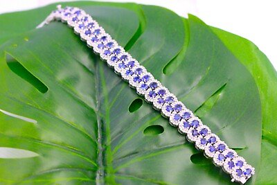 #ad 25 CTW Natural Blue Sapphire amp; Natural Diamond Tennis Bracelet 18K White Gold $21995.00