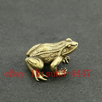 #ad Chinese Handmade Copper Brass Frog Small Fengshui Statue Ornament $15.96