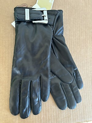 #ad Michael Kors New With Tags Women’s Black Leather Gloves Size 7 $41.99