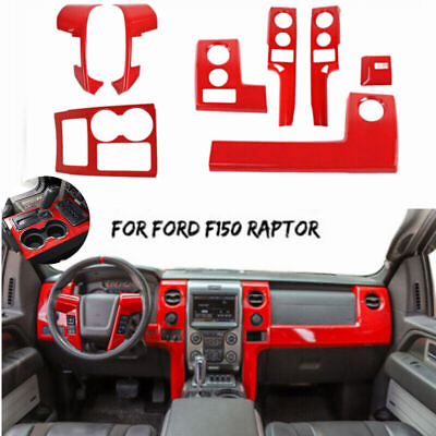 #ad 8pcs Red Full Set Interior Decor Trim Kit Cover For Ford F150 Raptor 2009 2014 $149.99