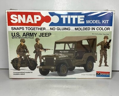 #ad #ad RARE MONOGRAM #1007 U.S ARMY JEEP w MOTORCYLE *Kit includes figures $49.85