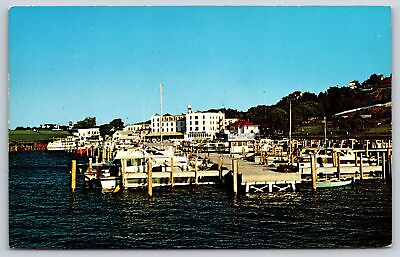 #ad State View Mackinac Island Michigan Yacht Pier Scene W Ships Vintage Postcard $3.70