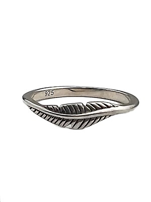 #ad Sterling Silver Feather Band Ring Size 7 Simple $14.99