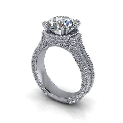 #ad 2.70Carat Brilliant White Round Cut Lab Created Diamond Ornate Engagement Rings $242.54