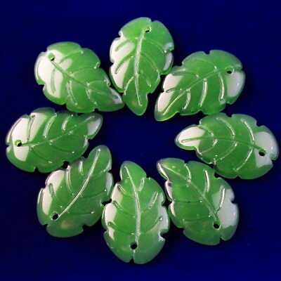 #ad 24Pcs 24x15x3mm Green Jade Leaf Pendant Bead LLZ202132 $9.35