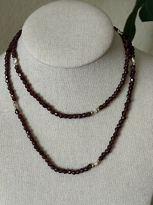 #ad Estate Garnet And Freshwater Pearl 14k Necklace $90.00