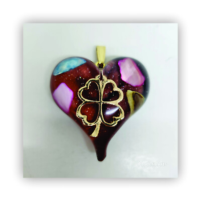 #ad Heart pendant heart necklace resin heart pendant necklace epoxy heart pendant $29.00