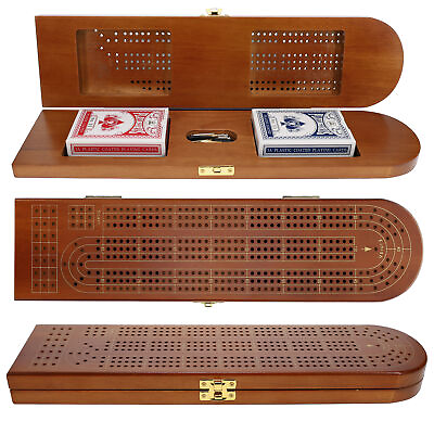 #ad Pacific Shore Games Wooden Cribbage Board Game Set Continuous 3 Track for 2 3 $32.99