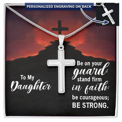 #ad Daughter Stand Firm in Faith Engraved Cross Necklace $59.96