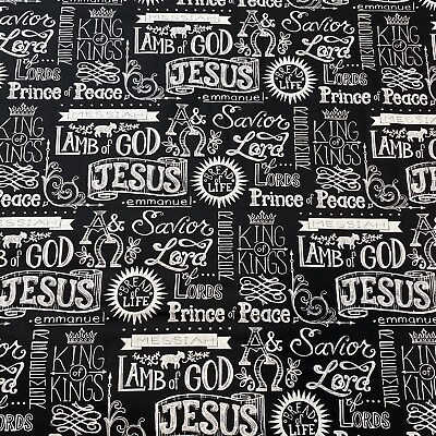 #ad King of Kings Christian Religious Cotton Fabric With Names Of Jesus $7.99