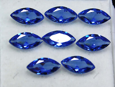 #ad 8 PCS Natural MARQUISE Cut Blue Sapphire 7x5 mm CERTIFIED Loose Gemstones Lot $14.65