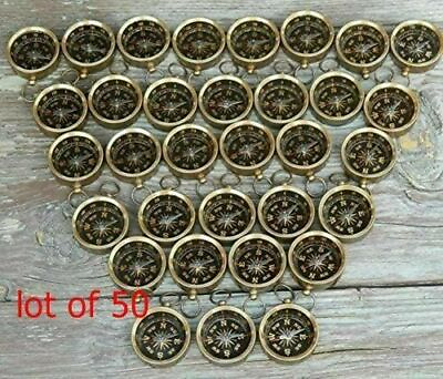 #ad Lot of 50 Necklace Style Antiqued Brass Working Compass 37 MM Nautical Gift $79.90