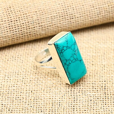 #ad Charming Square Shaped Gemstone Handmade 925 Sterling Silver Jewelry Ring $18.70