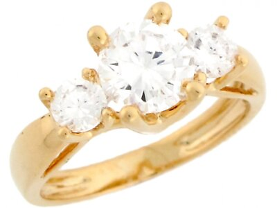 #ad 10k or 14k Solid Gold Three Stone White CZ Brilliant Ladies Anniversary Ring $324.99
